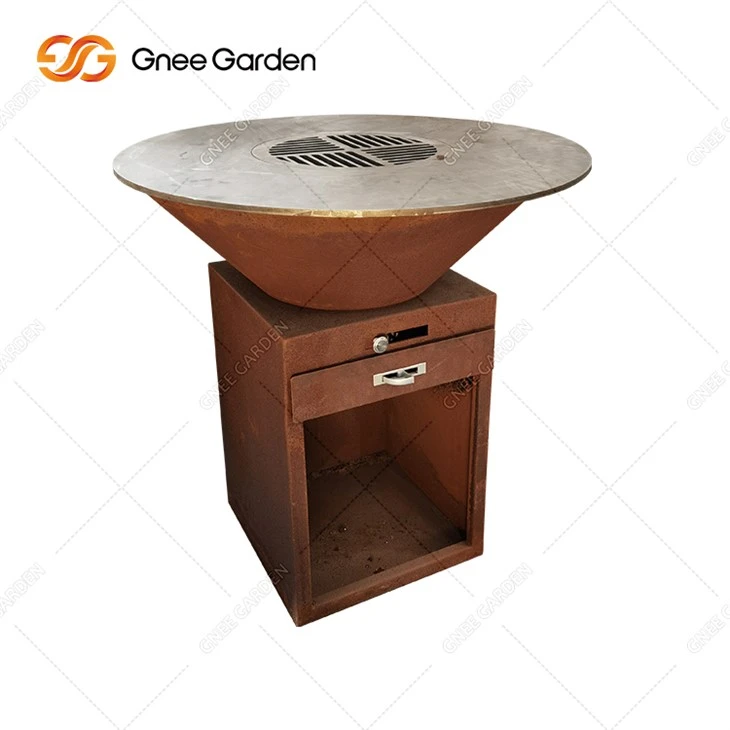 Charbon de bois pour barbecue en acier Corten