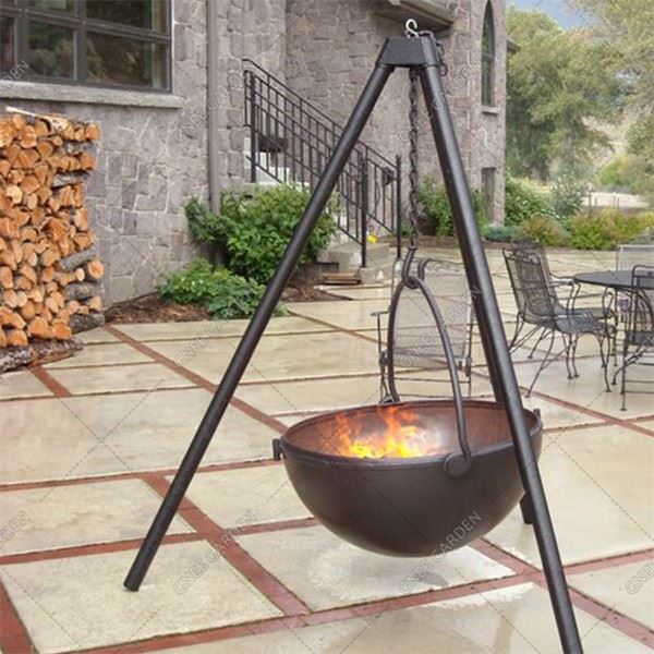 Corten Steel Fire Bowl Barbecue With Grill Ring/Cooking Ledge in Stainless Steel