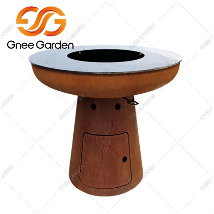 corten steel fire pit grill table(2)