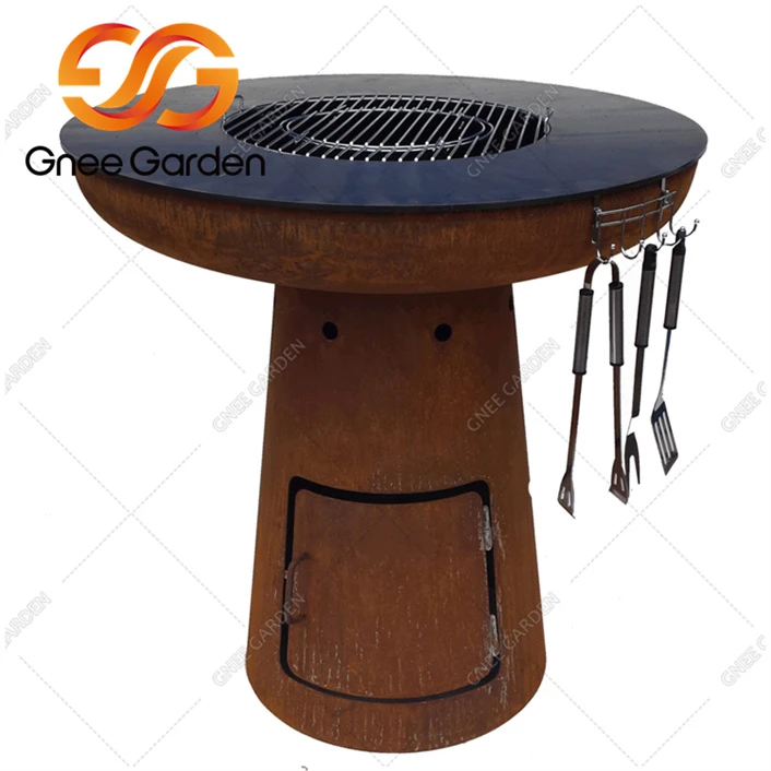 Table de gril de foyer en acier Corten