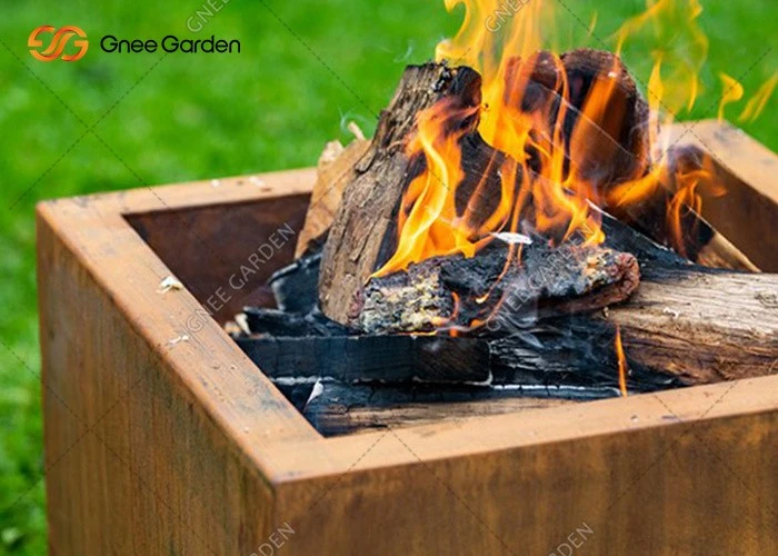 Corten Steel Garden Fireplace Wood Burning Outdoor Fire Pit Corten Steel