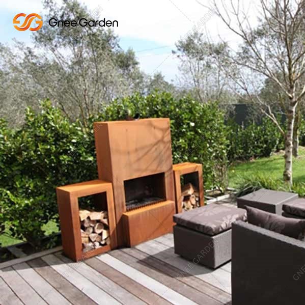 Corten Steel Outdoor Fireplace For Sale