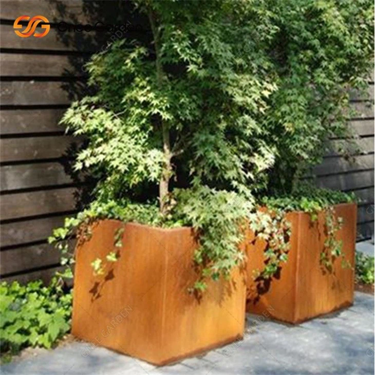 Corten Steel Planter Outdoor Metal Flowerpot