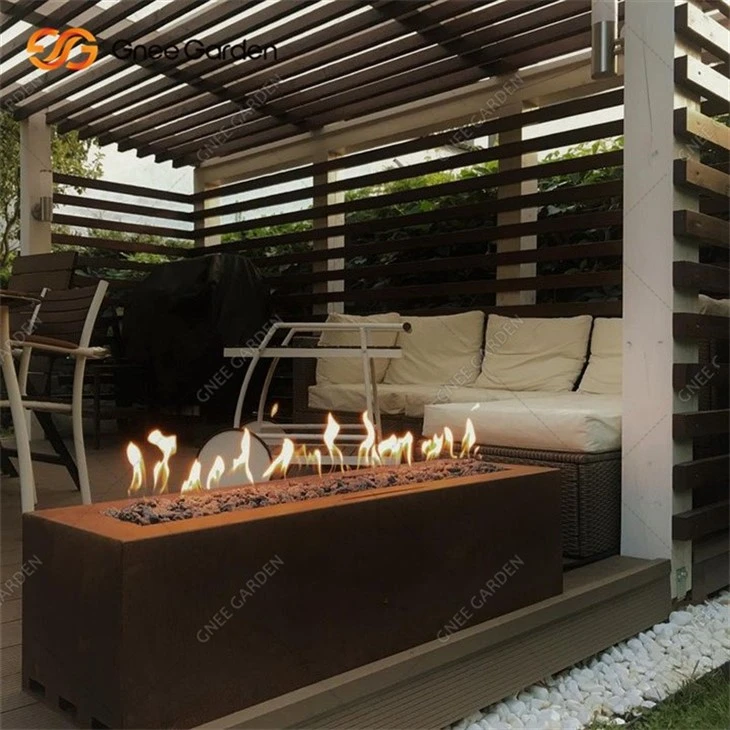 Corten-Steel Propane Gas Firepit For Outdoor Decoration