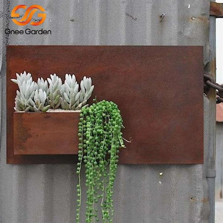 Pots de plantes suspendus au mur en acier Corten