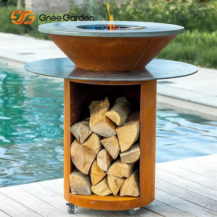 Rusty Outdoor Corten Steel BBQ Grill