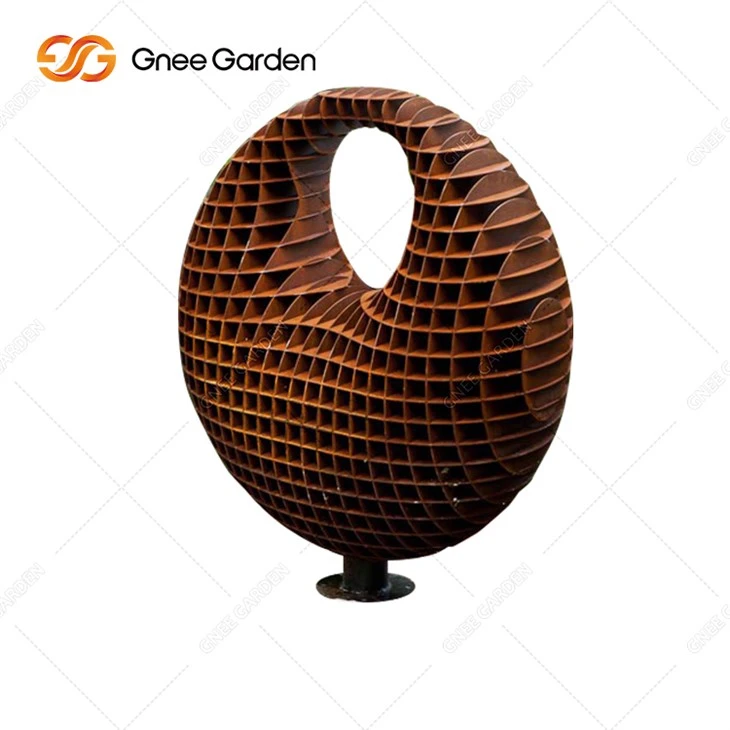 Sculpture de cercle en acier Corten extérieure personnalisée