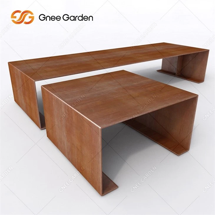 Decorative Corten Steel Rusted Steel Garden Bench