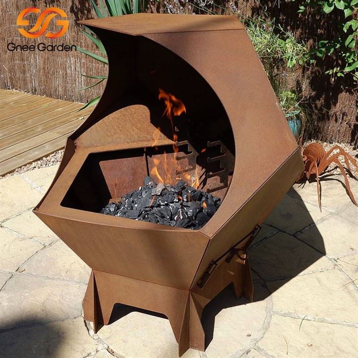 Barbecue de jardin en acier Corten, barbecue de pique-nique au charbon de bois de qualité supérieure pour l'extérieur