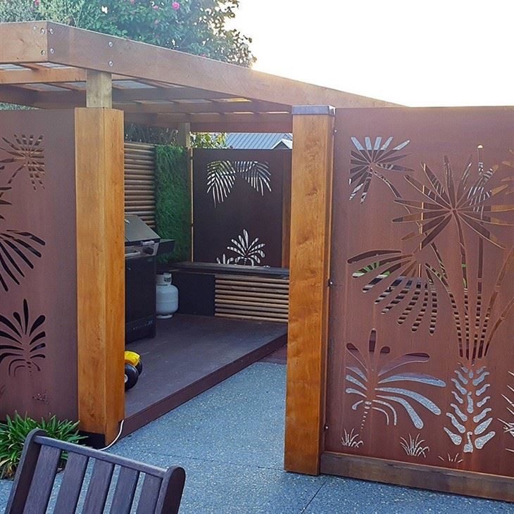 Garden Fence Decorative Border Laser Cut Fencing Panels Corten Steel