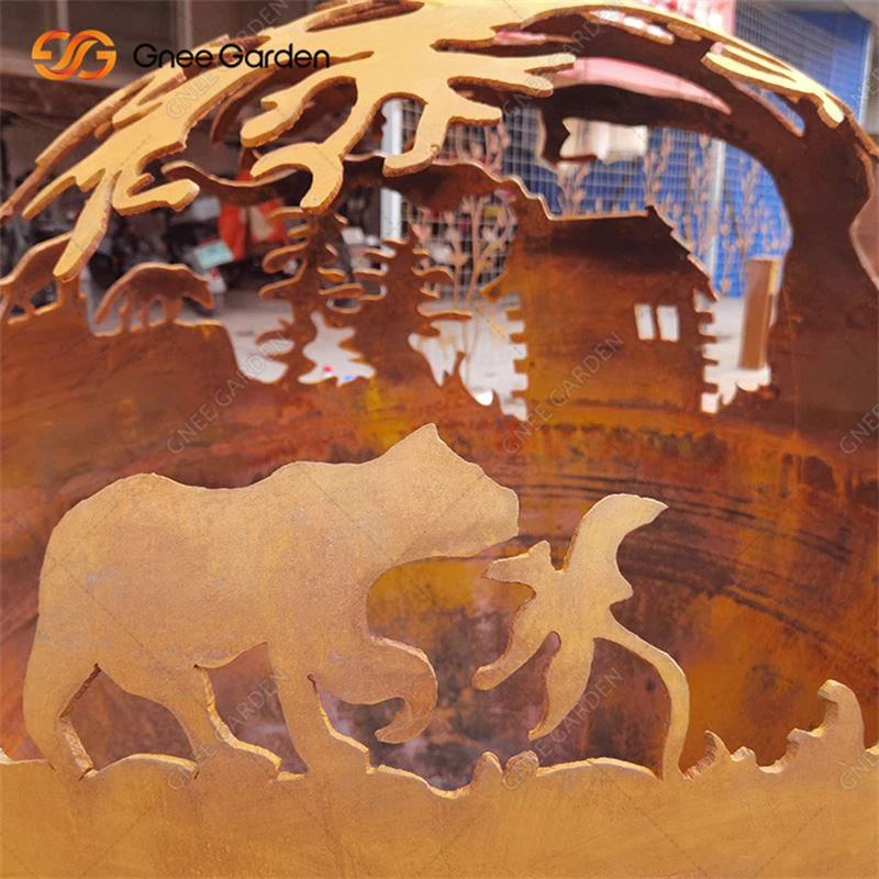 Jardin de boules de feu en acier Corten de haute qualité