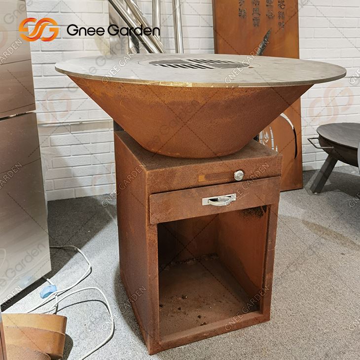 Nouveau Barbecue d'extérieur moderne en acier Corten, foyer de barbecue en acier