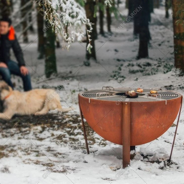 Outdoor Corten Steel Portable Barbecue Grilling Fire Pit Bbq