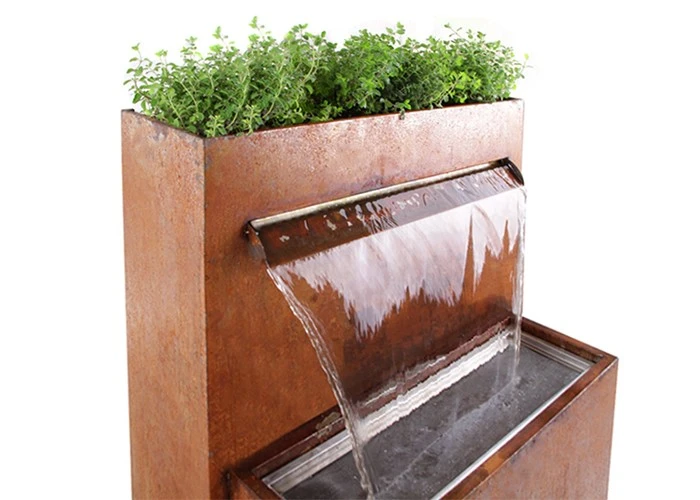 Outdoor Corten Steel Waterfall Water Fountain For Home Garden Landscape