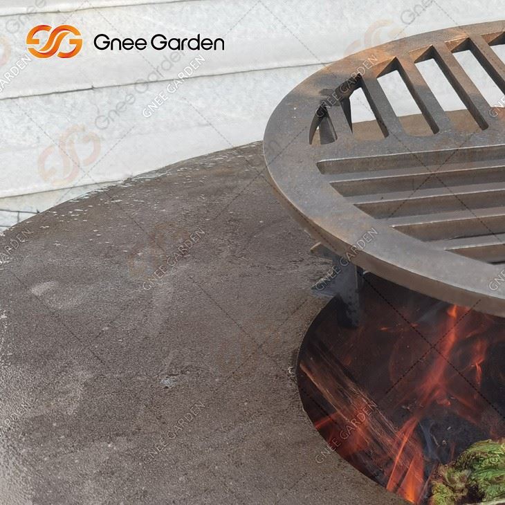 Outdoor Furniture Corten Steel Metal Wood Burning Fire Pit With Bbq Grill