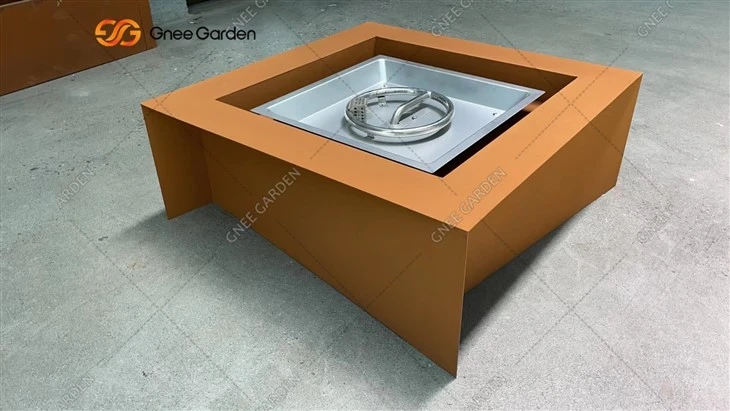 Outdoor Patio Corten Steel Gas Rectangle Fire Pit