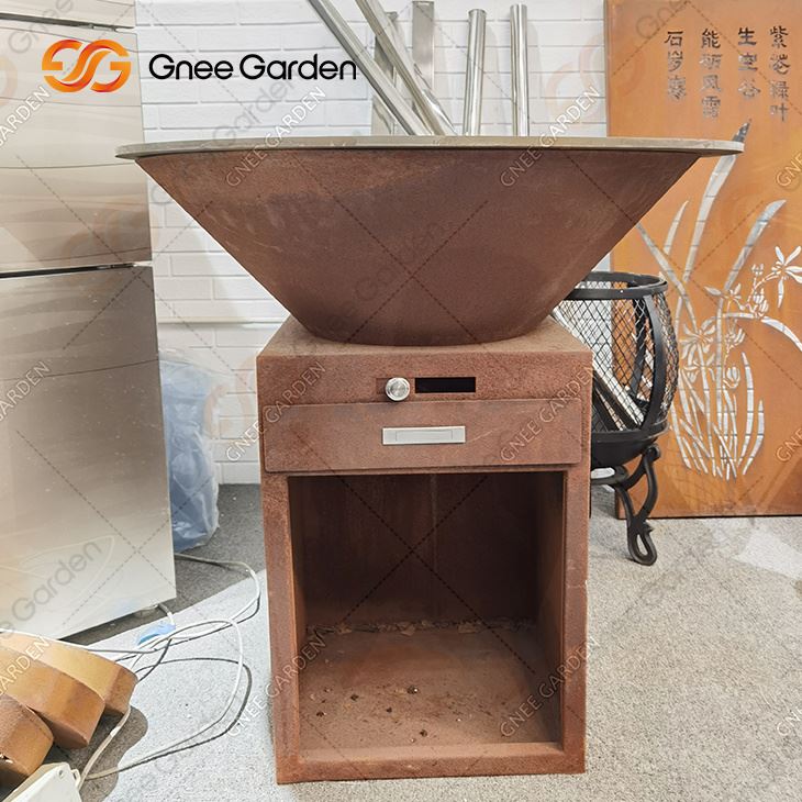 Rouille extérieure Corten barbecue fosse cuisson barbecue gril Corten acier bol à feu barbecue gril cuisine extérieure charbon de bois Corten