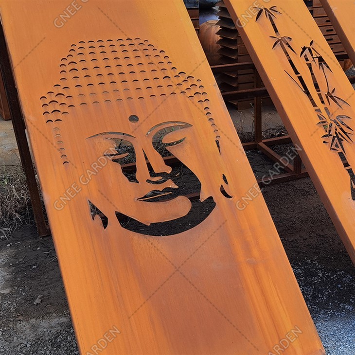 Écran de confidentialité extérieur en acier Corten avec impression laser