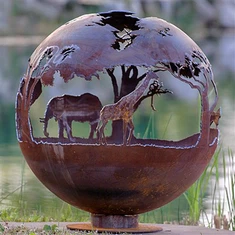 Décoration en acier Corten, boule de foyer de jardin, Globe de foyer, ornement de jardin décoratif