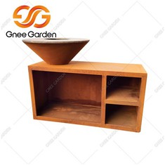 Gril de foyer rectangulaire robuste en acier Corten