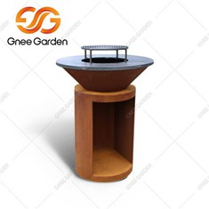Foyer au bois Corten avec grill