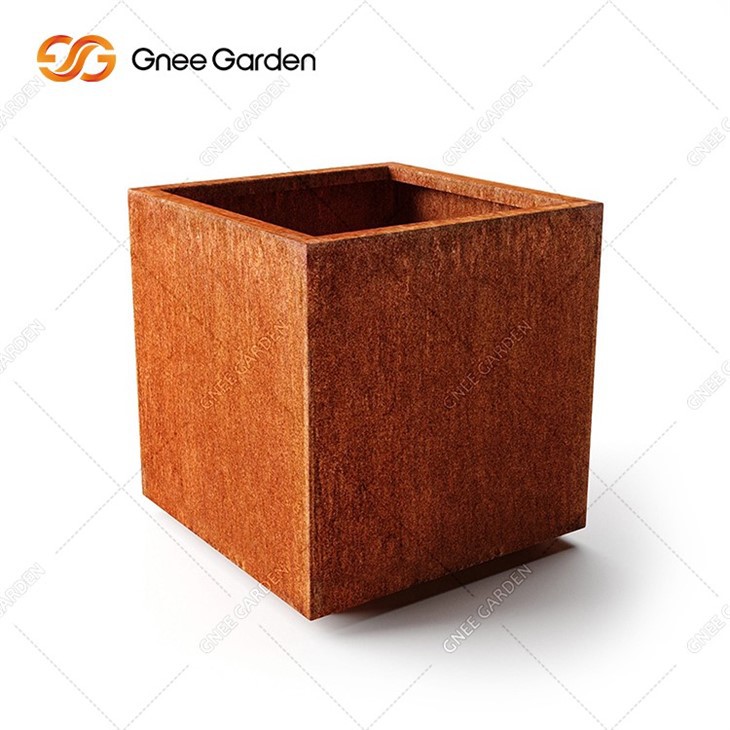 Corten Steel Large Garden Flower Planter Boxes Outdoor Decoration Rusty Metal Corten Steel Flower Pot
