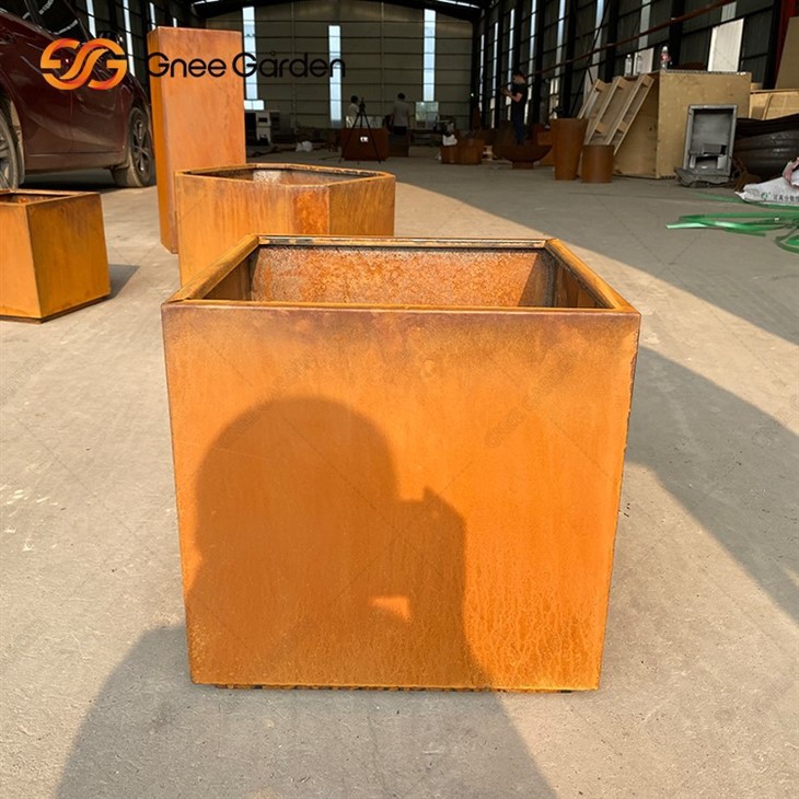 Corten Steel Large Garden Flower Planter Boxes Outdoor Decoration Rusty Metal Corten Steel Flower Pot