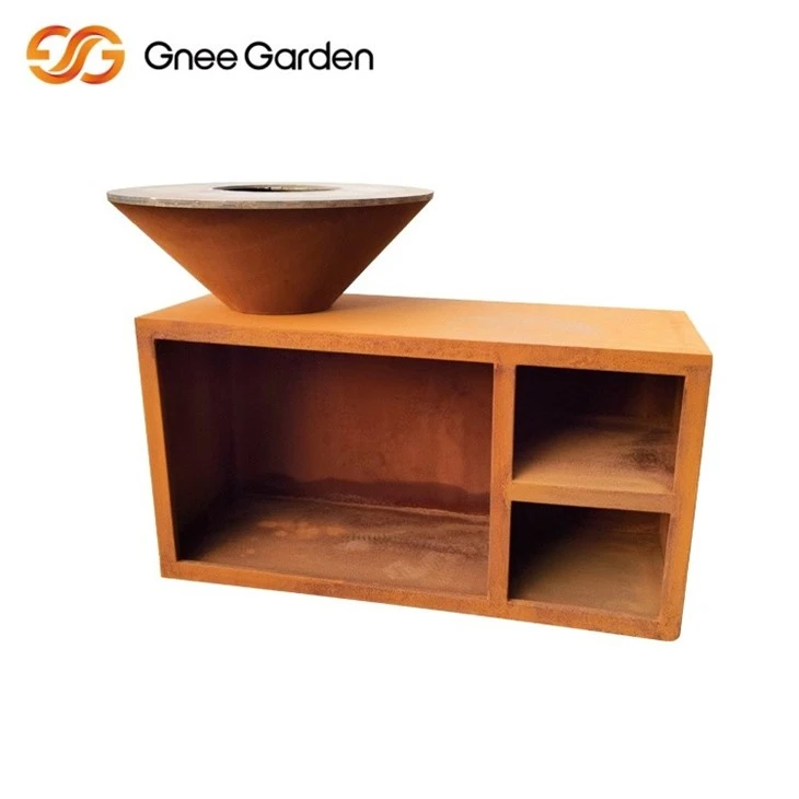 Barbecue extérieur au charbon de bois en acier Corten