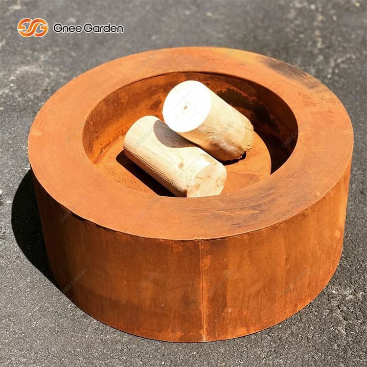 Round corten steel fire pit (2)