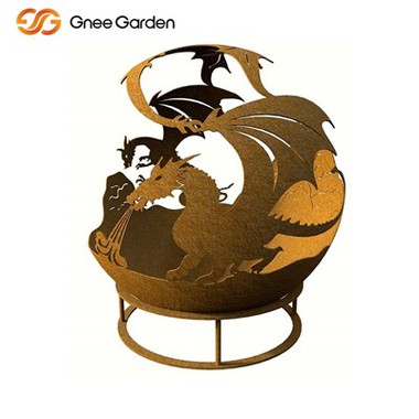 Corten Fire Sphere Dragon Shape Fire Pit