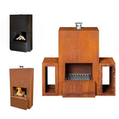 Cheminée de Jardin Vintage en Acier Corten