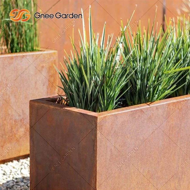 Steel Large Planters Rectangular Planter Box Flower Pot